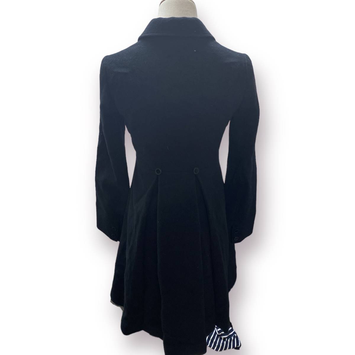 S428 MAISON DE REEFUR レディース ロングコート 長袖 ゆるふわ 36 ブラック（黒） 無地 ウール 上品 かわいい _画像4