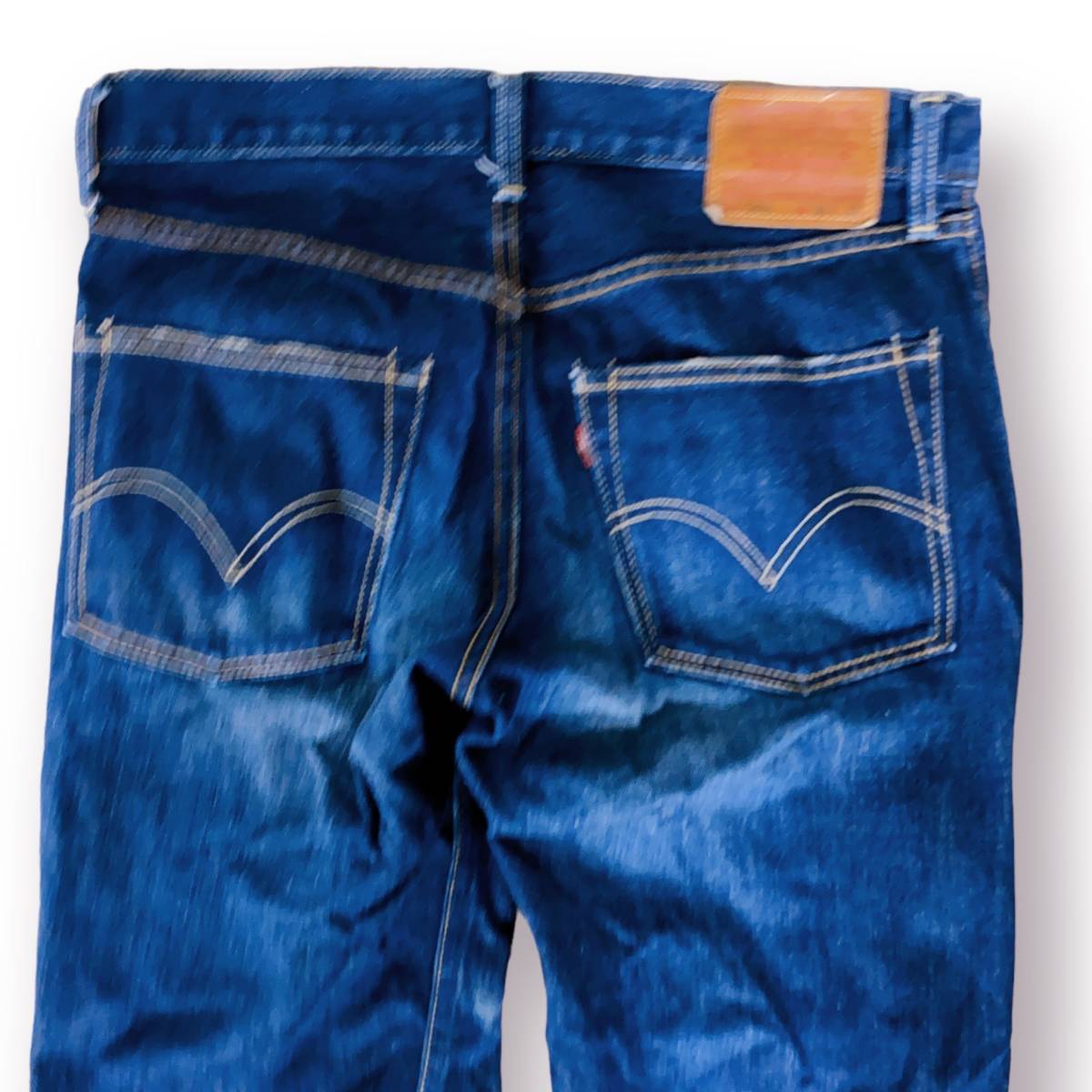 S563 100円スタート Levi's リーバイス メンズ デニム ストレート カジュアル インディゴ ブルー（青）無地 コットン 万能 _画像4