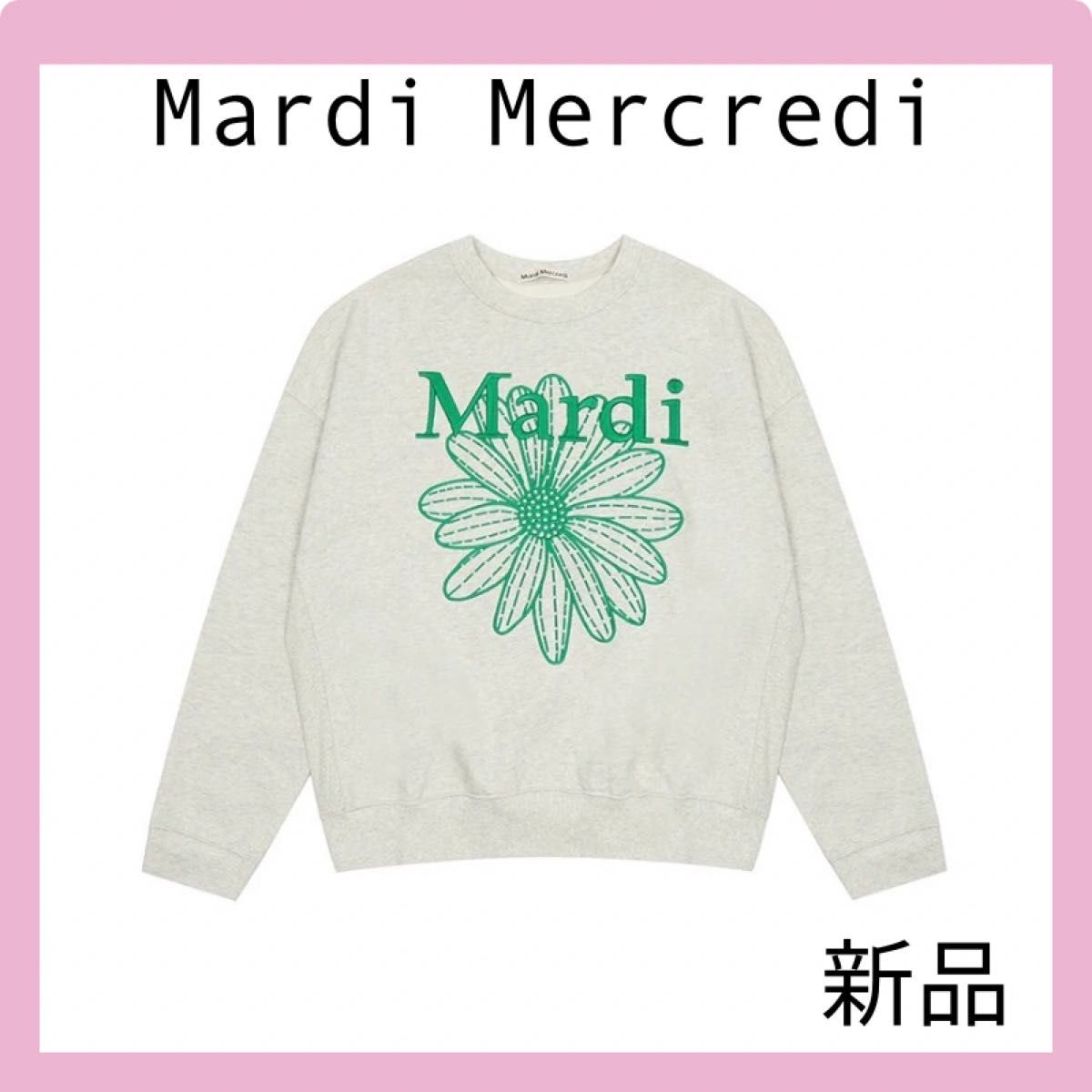 Mardi Mercredi マルディメクルディ 刺繍 トレーナー 緑 グリーン グレー