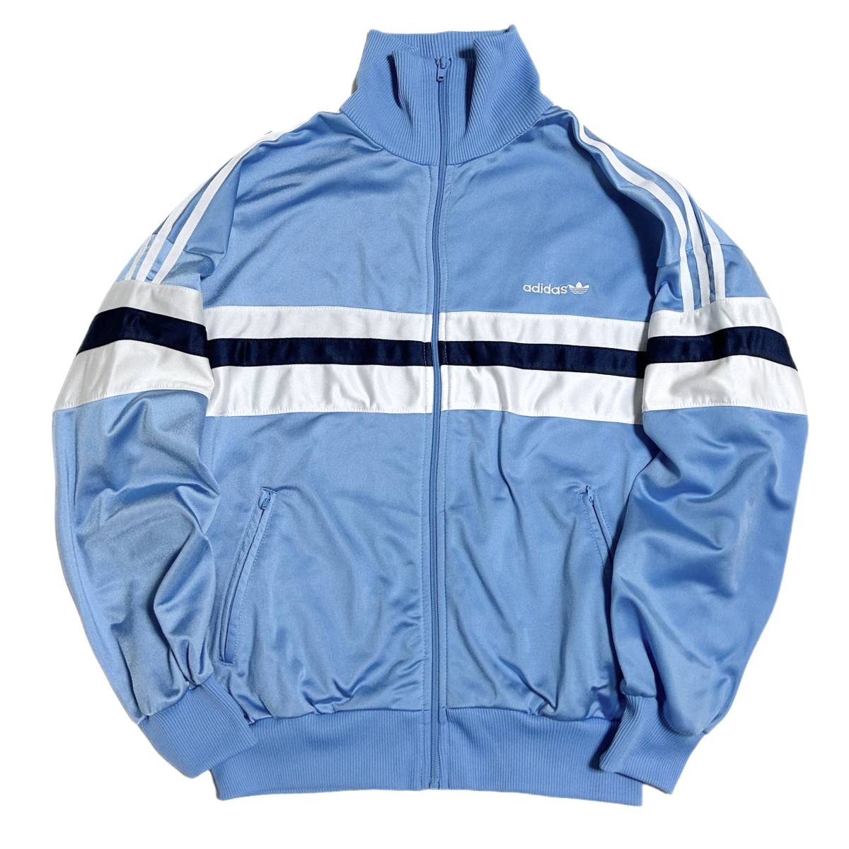 希少【ビンテージ 80s 90s ユーロ adidas アディダス トラックジャケット サックス ジャージ L】 アメリカ USA フランス ドイツ  ATP