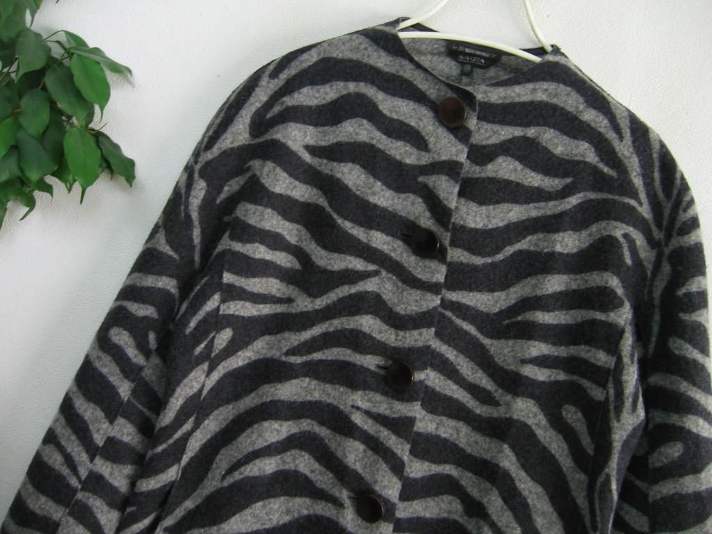  Italy made KRIZIA Krizia * light weight! adult high class one -ply ko-ti gun 42 (11 number ) felt wool coat cardigan Zebra gray series 