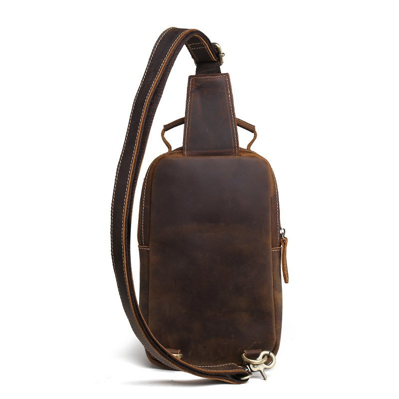  body bag original leather cow leather high capacity men's leather one shoulder bag diagonal .. Brown 