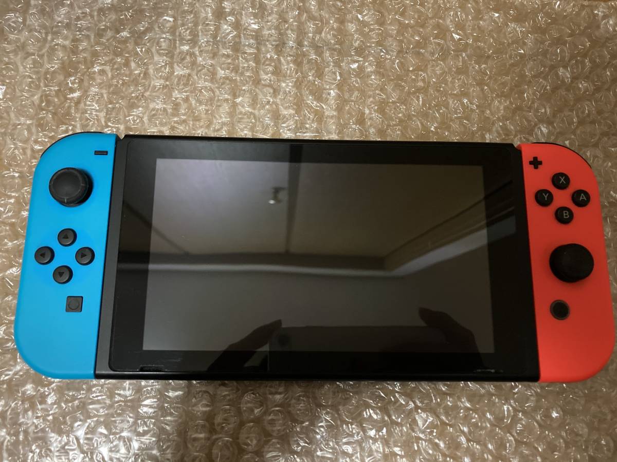 即決! 2017年製 Nintendo Switch ニンテンドースイッチ 本体 保護フィルム付 JOY-CON ネオンブルー ネオンレッド (L)/(R) 左 右 セット