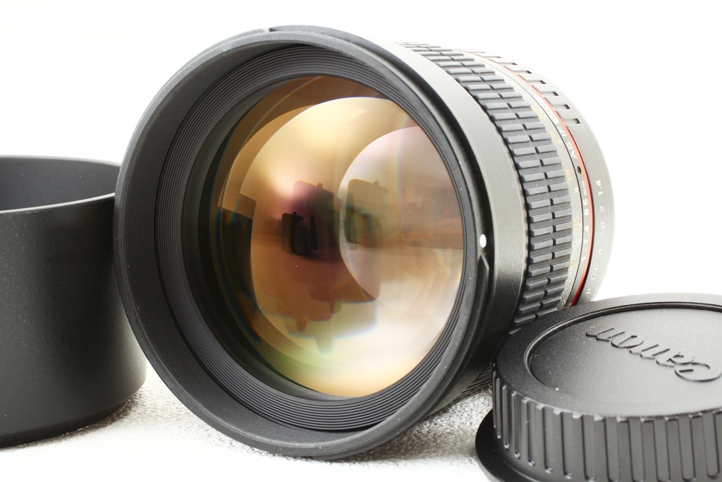 極上品◆SAMYANG サムヤン 85mm F1.4 AS IF UMC Canonキヤノン◆中望遠MFレンズ/A2328_外観、光学系共に極上品コンディション！