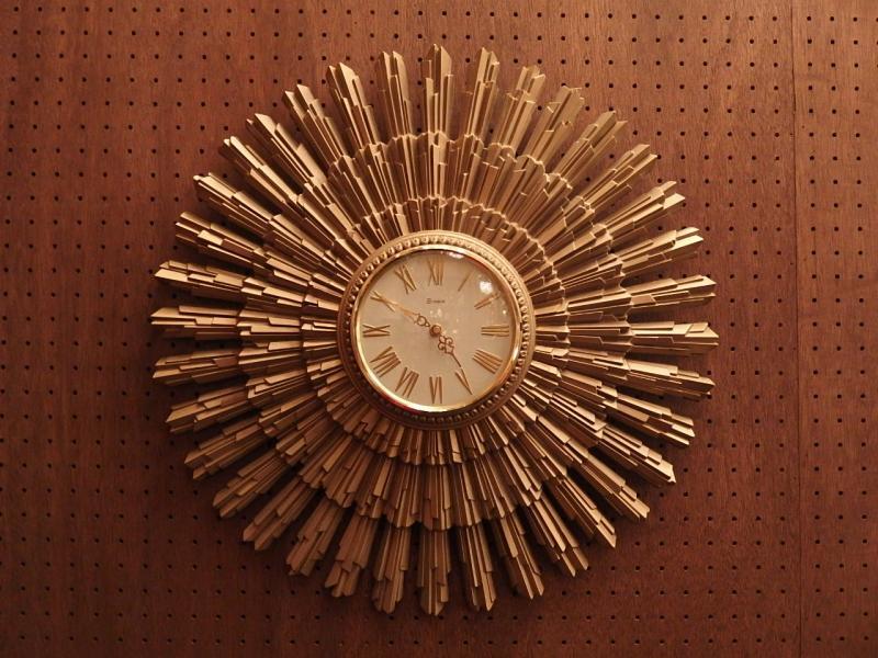 【美品】60's Syroco サンバーストクロックミッドセンチュリー壁掛け時計