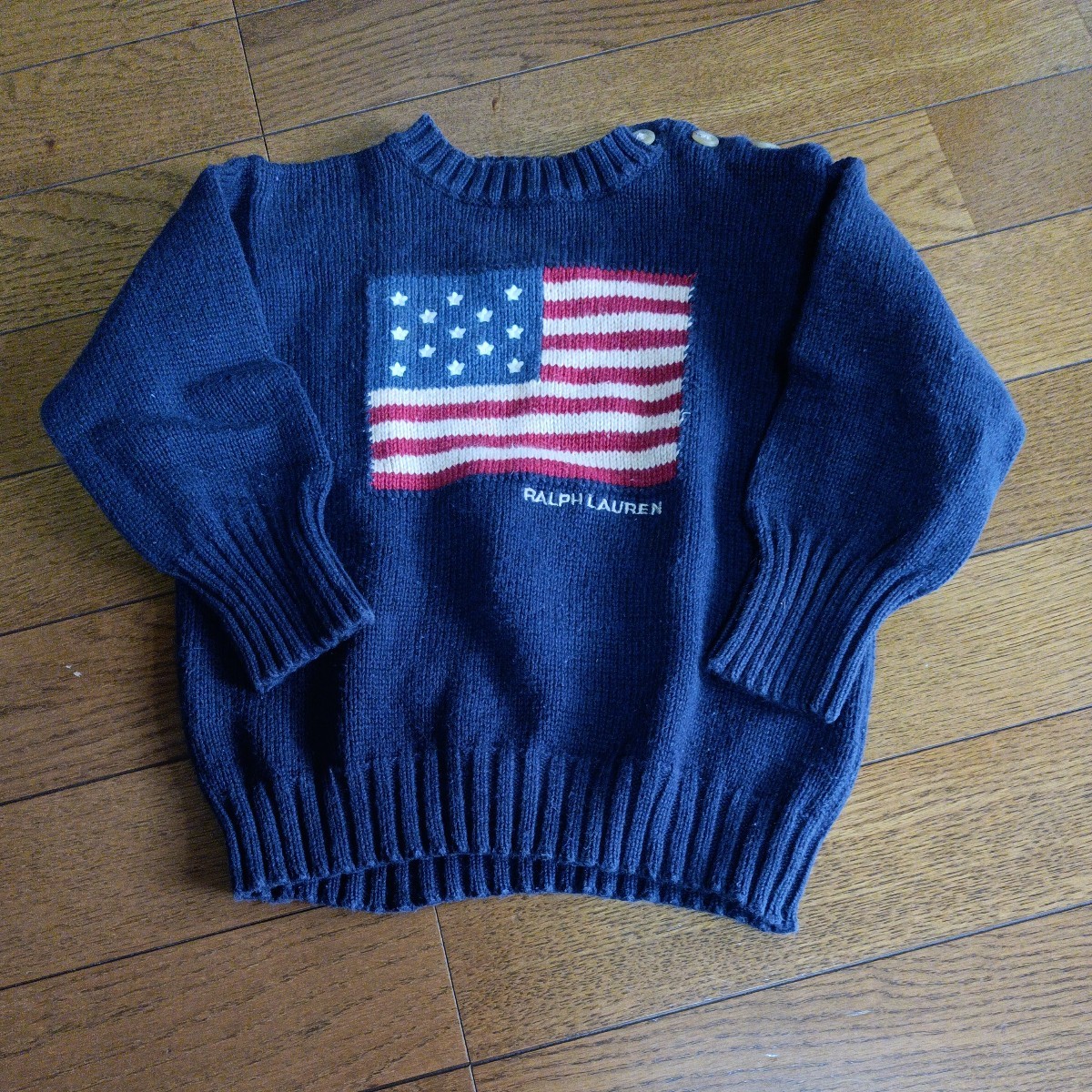 RALPH LAUREN ラルフローレン コットンセーター 星条旗 コットンニット　90_画像1