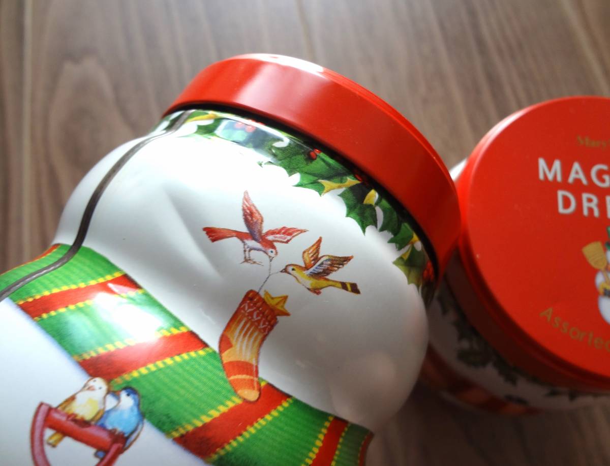Mary’ｓ メリーチョコレートクリスマス缶　（スノーマン 2種 SNOW MAN）空き缶_へこみあります