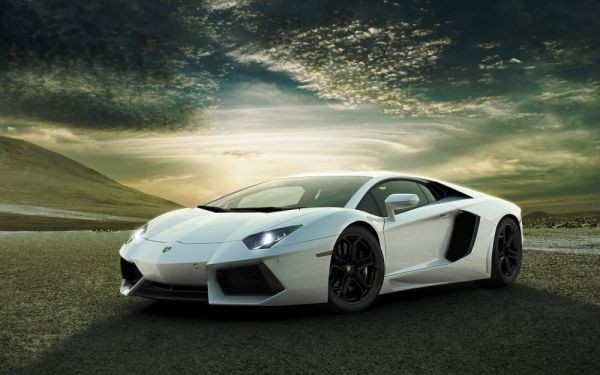  Lamborghini Aventador white picture manner new material wallpaper poster wide version 603×376mm( is ... seal type )004W2