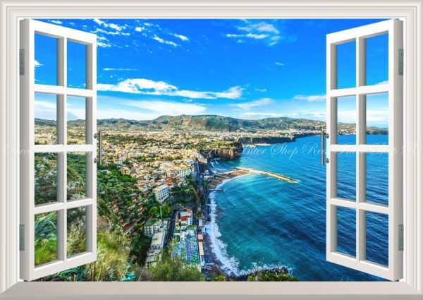 [ window specification ]a maru fi ground middle sea resort Italy .. coastal area sea picture manner wallpaper poster extra-large A1 version 830×585mm is ... seal type 002MA1