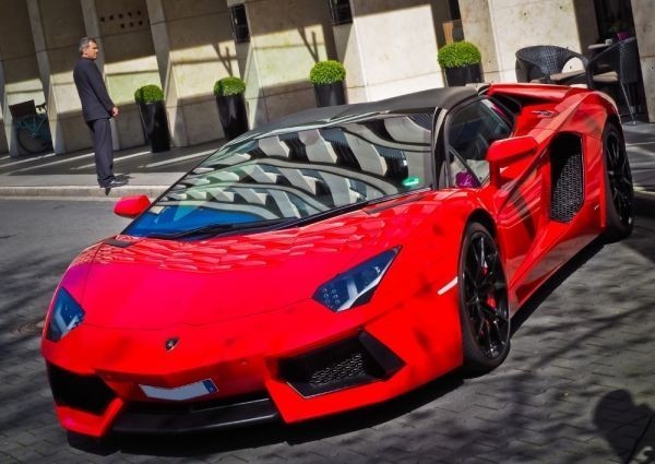  Lamborghini Aventador red picture manner new material wallpaper poster A2 version 594×420mm( is ... seal type )001A2