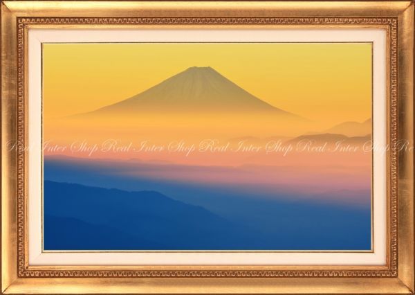 黄金富士 朝焼けの富士山と霧の雲海【額縁印刷】 壁紙ポスター 特大 824×585mm （はがせるシール式） 037SGH1_画像1