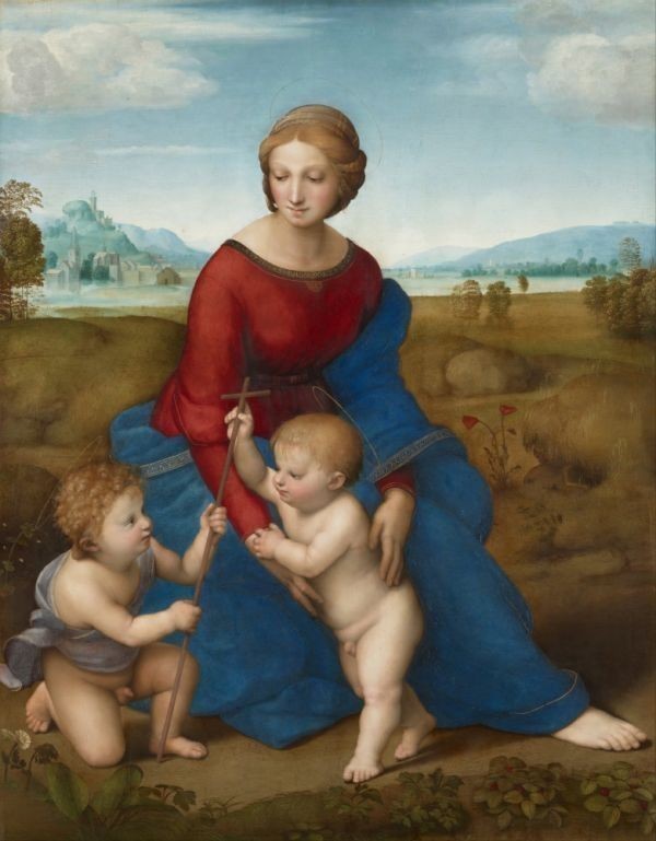 【フルサイズ版】ラファエロ・サンティ ベルヴェデーレの聖母（牧場の聖母） 1505-06年 壁紙ポスター 463×594mm はがせるシール式 004S2の画像1
