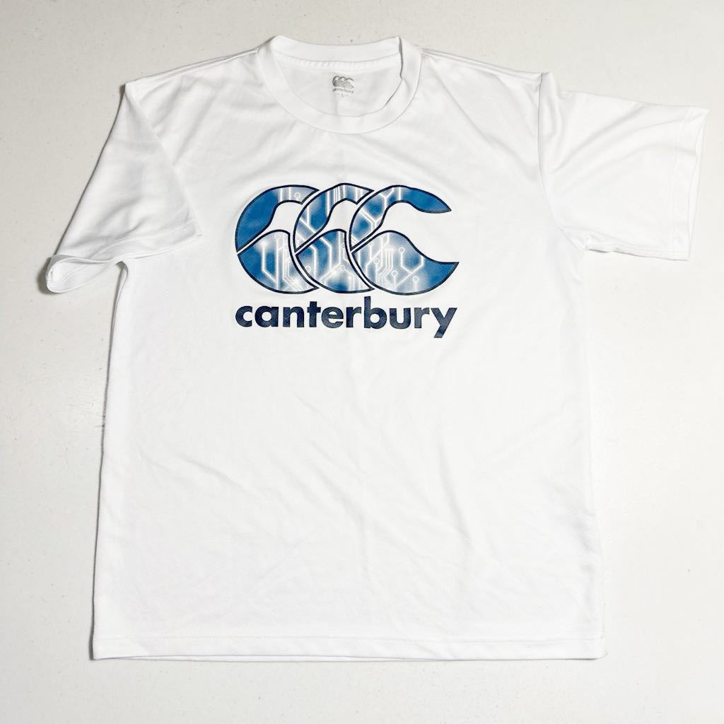 カンタベリー CANTERBURY 白 ホワイト ビッグロゴ ラグビー ドライシャツ プラクティスシャツ Lサイズ_画像1