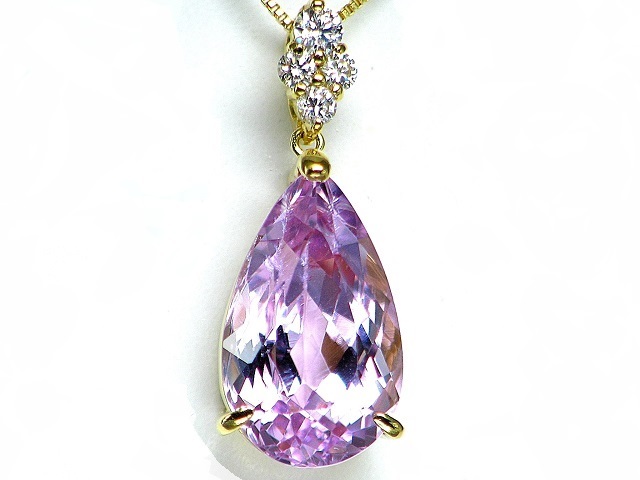全ての 【宝石屋本舗】6.30ct 大粒天然クンツァイト ダイヤモンド K18ペンダントネックレス(宝石鑑別書付) アクアマリン