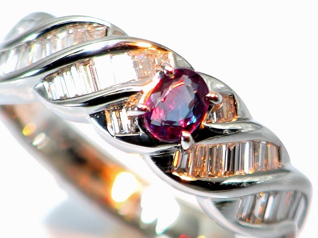 [ gem shop head office ]0.34ct Brazil production natural alexandrite diamond 0.60ct PT900 ring ( gem judgement document attaching )
