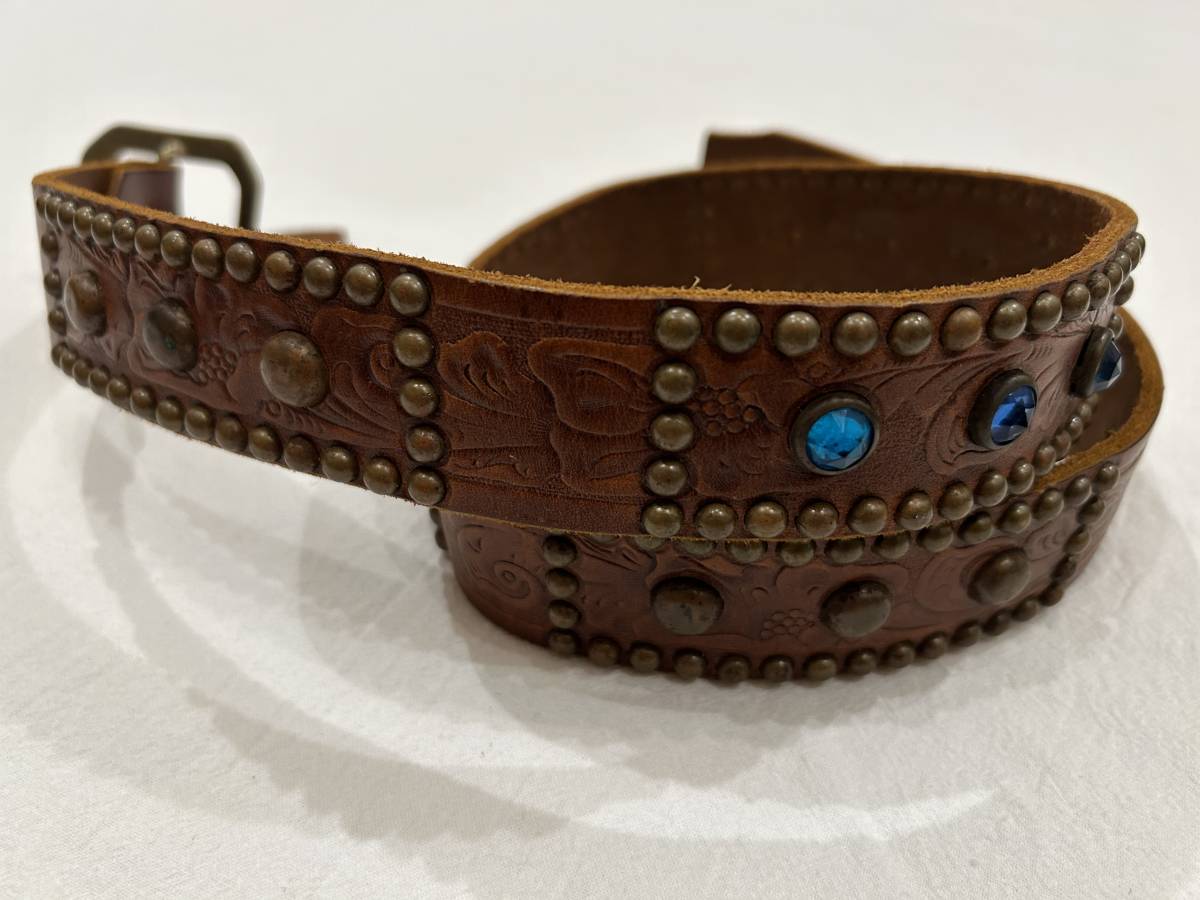 デッド! HTC SIGNAL STUDS BELT 34インチ ブラウン Hollywood Trading Company スタッズ ブレスレット スタッズベルト_画像2