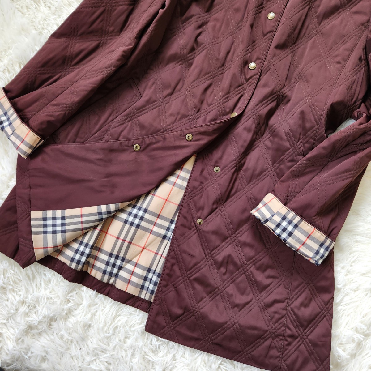 美品】BURBERRY LONDON ダウンジャケット ノバチェック 紫-