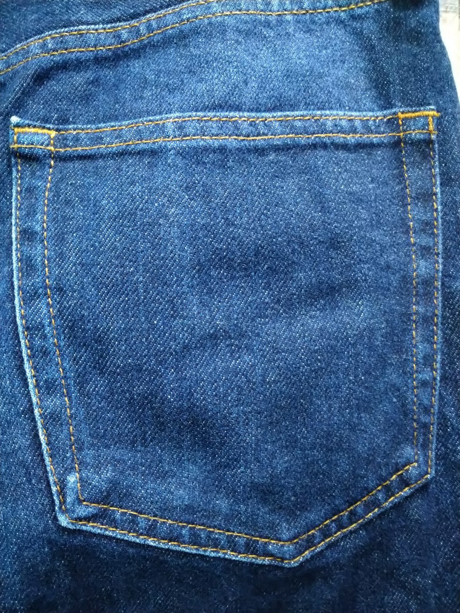 送料込★GU JEANSジーユー/ミドルライズ王道ストレートデニム 321-281515/w31表示~実寸81/インディゴ/5ポケ/脇割巻き割