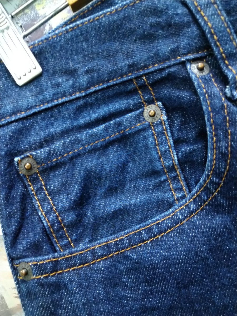 送料込★GU JEANSジーユー/ミドルライズ王道ストレートデニム 321-281515/w31表示~実寸81/インディゴ/5ポケ/脇割巻き割