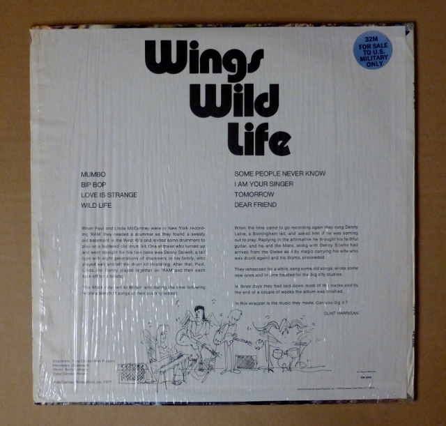 PAUL McCARTNEY「WILD LIFE」米ORIG [初回APPLEカスタムSW規格] シュリンク美品_画像2