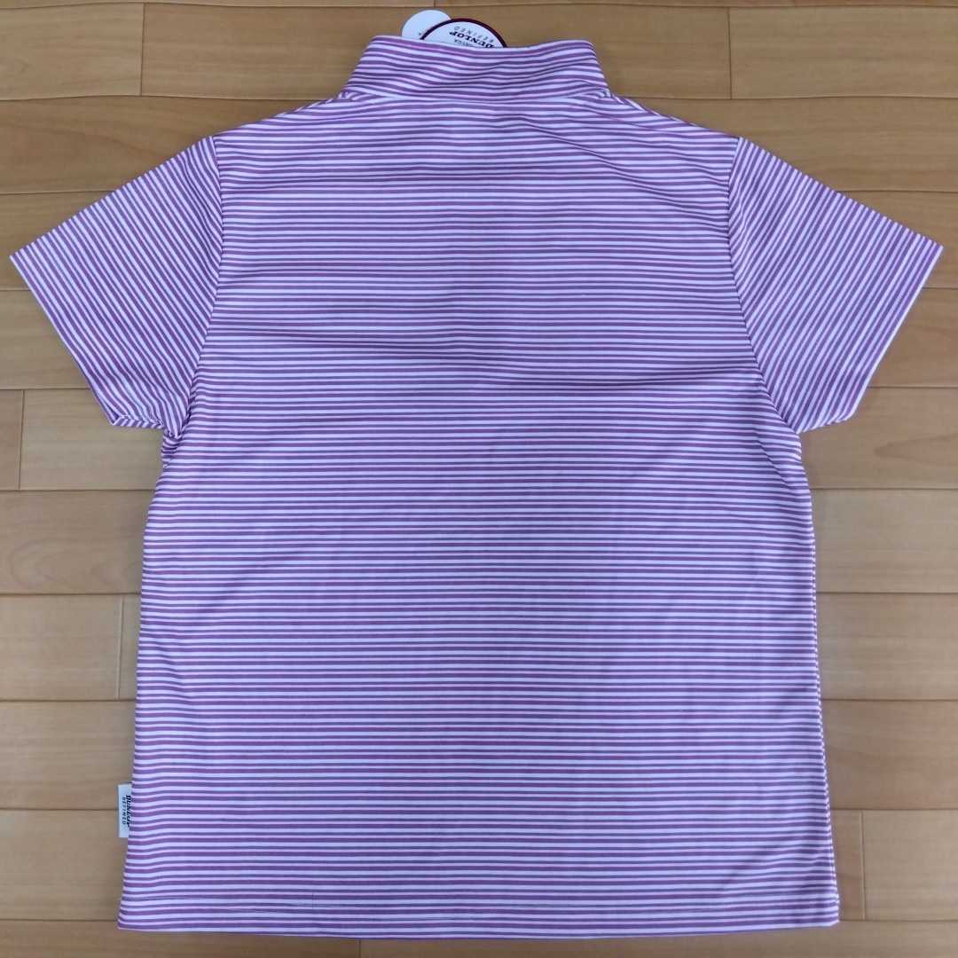 L　DUNLOP　ダンロップ　新品　レディース　半袖ポロシャツ　襟付きシャツ　薄紫　ハーフジップ　吸水速乾　UV対策　アウトドア　スポーツ