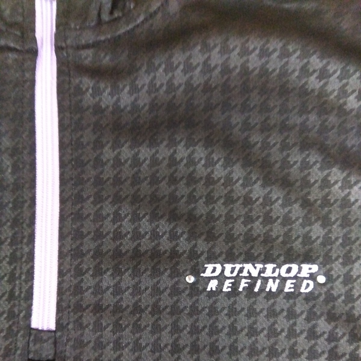 LL DUNLOP ダンロップ 新品 レディース 半袖ポロシャツ ゴルフウェア 襟付きシャツ 黒地模様 ハーフジップ スポーツ 吸水速乾　UV対策 golf