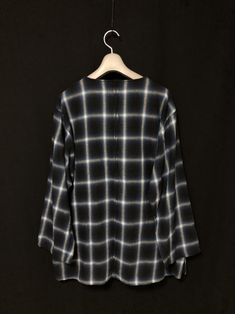 美品◆VIRGO WearWorks NOSTALGIC CHECK TOP BLACK　長袖シャツ プルオーバー　ロング丈　サイズ4　オンブレチェック　ヴァルゴ_画像4