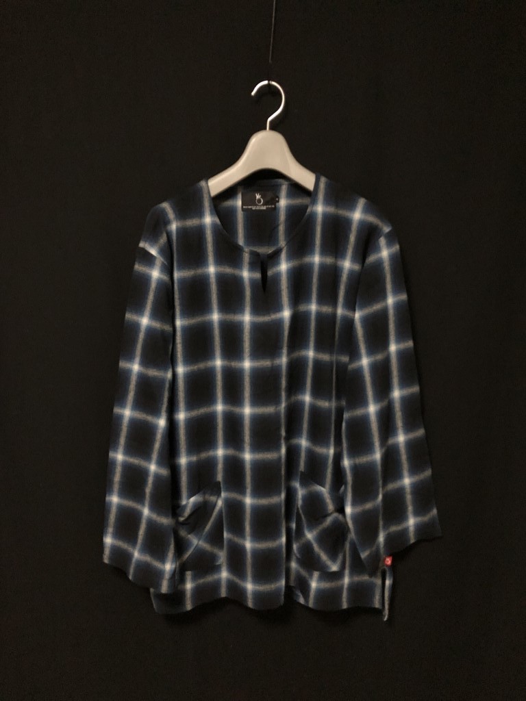 美品◆VIRGO WearWorks NOSTALGIC CHECK TOP BLACK　長袖シャツ プルオーバー　ロング丈　サイズ4　オンブレチェック　ヴァルゴ_画像1