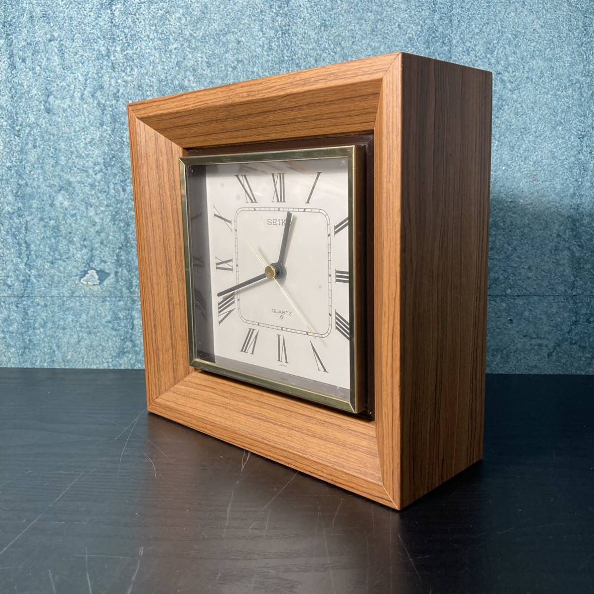 SEIKO 置時計 セイコー 木製 電池式 昭和52年 通電実働確認済み シンプル家電_画像3