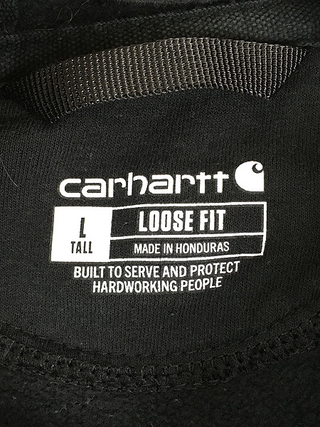 古着 Carhartt ワンポイント パッチ アーム プリント スウェット パーカー 黒 L 古着_画像8