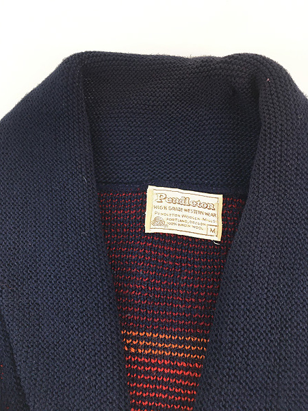 古着 70s USA製 Pendleton 「High Grade Western Wear」 ネイティブ チマヨ ショールカラー ウール ニット カーディガン M_画像6