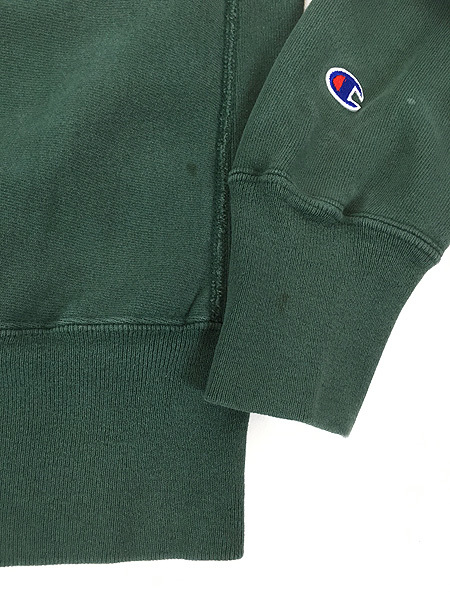 古着 90s USA製 Champion Reverse Weave ワンポイント リバース スウェット 緑 L 古着_画像4