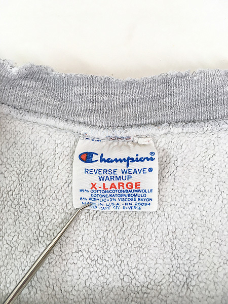 古着 80s USA製 Champion Reverse Weave 「NEW HAMPSHORE」 3段 カレッジ プリント リバース スウェット グレー L 古着の画像8