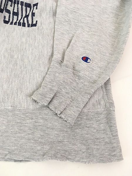 古着 80s USA製 Champion Reverse Weave 「NEW HAMPSHORE」 3段 カレッジ プリント リバース スウェット グレー L 古着の画像4