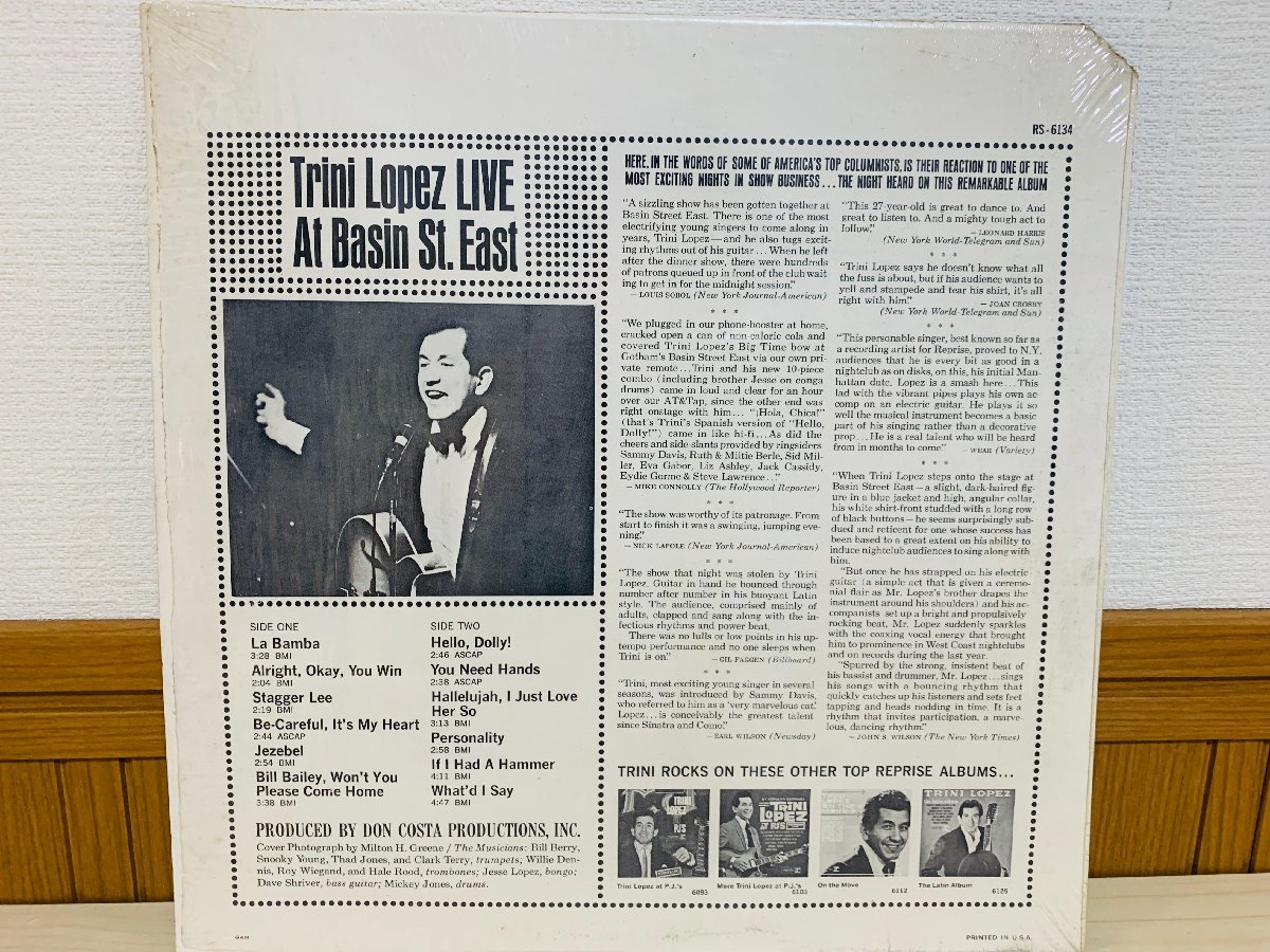即決LP 米盤 TRINI LOPEZ / LIVE AT BASIN ST. EAST トリニ・ロペスを聴く夕べ レコード ペラジャケ RS-6134 L18_画像4