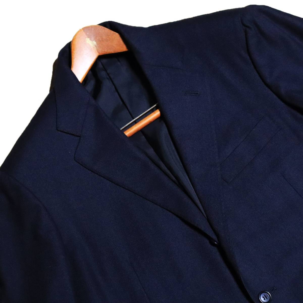 ナポリ最高峰◎伊「KITON」傘下「SARTORIO/サルトリオ」極上カシミヤ◎トロっとした秋冬ライトフランネル ネイビー ジャケット 52 XL_画像2