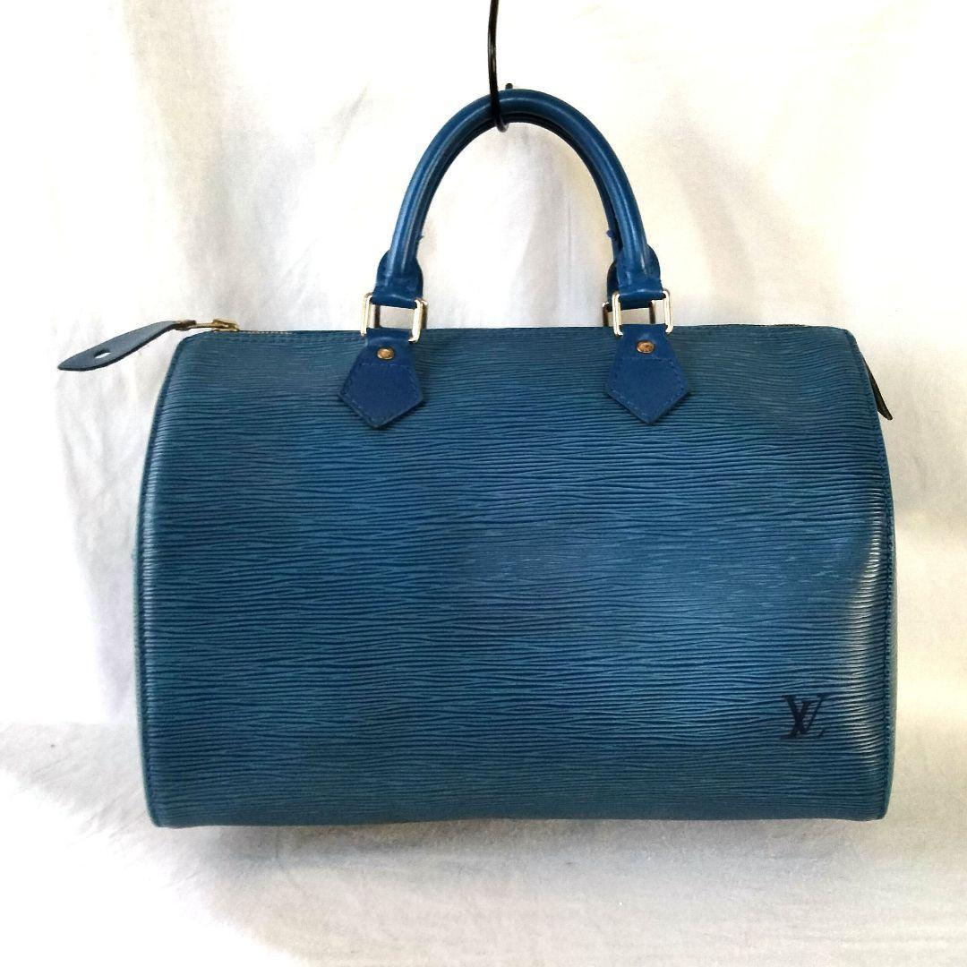 送料無料 Louis Vuitton ルイヴィトン 保存袋付 エピ ハンドバッグ スピーディー30 レザートレドブルー 青 ミニボストンバッグ M43015_画像2