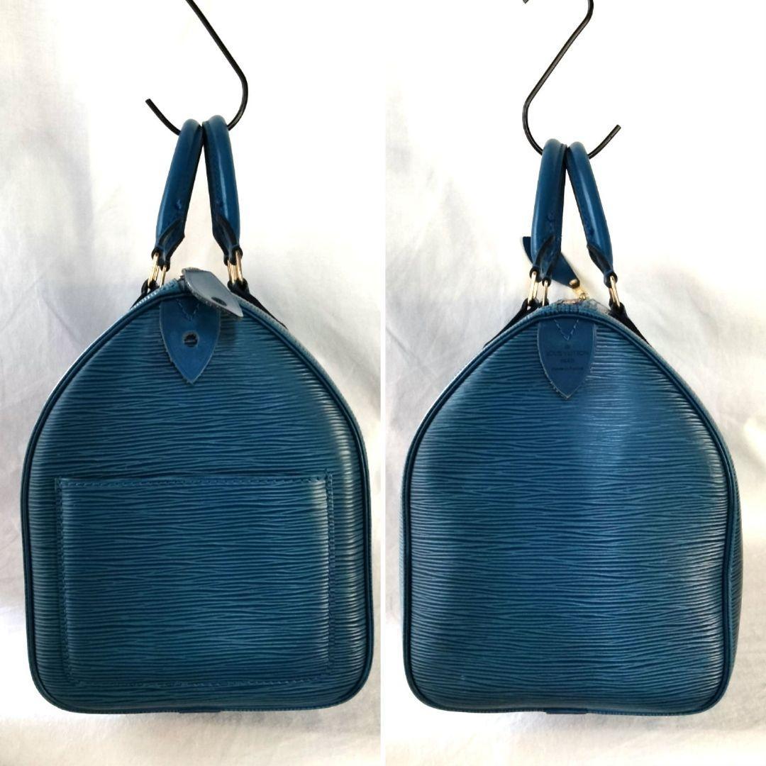 送料無料 Louis Vuitton ルイヴィトン 保存袋付 エピ ハンドバッグ スピーディー30 レザートレドブルー 青 ミニボストンバッグ M43015_画像3