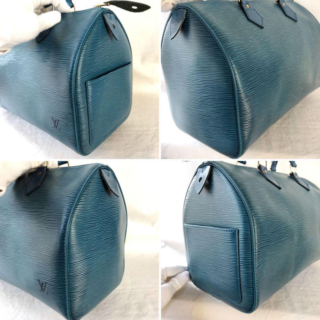 送料無料 Louis Vuitton ルイヴィトン 保存袋付 エピ ハンドバッグ スピーディー30 レザートレドブルー 青 ミニボストンバッグ M43015_画像5