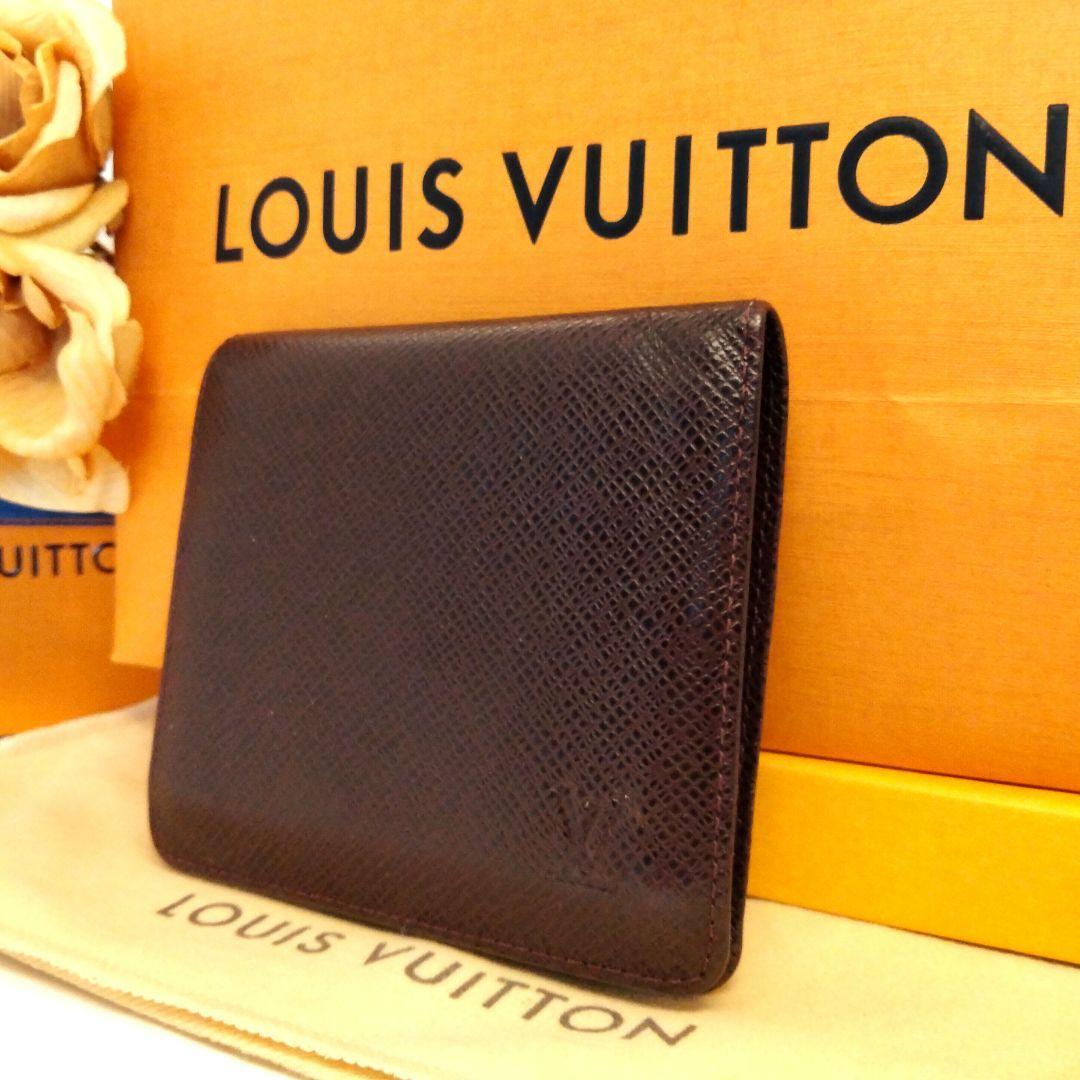 送料無料 Louis Vuitton ルイヴィトン タイガ ポルト ビエ 3 カルトクレディ 2つ折財布 アカジュー 赤茶 M30456 フランス製 レザー 本革_画像1