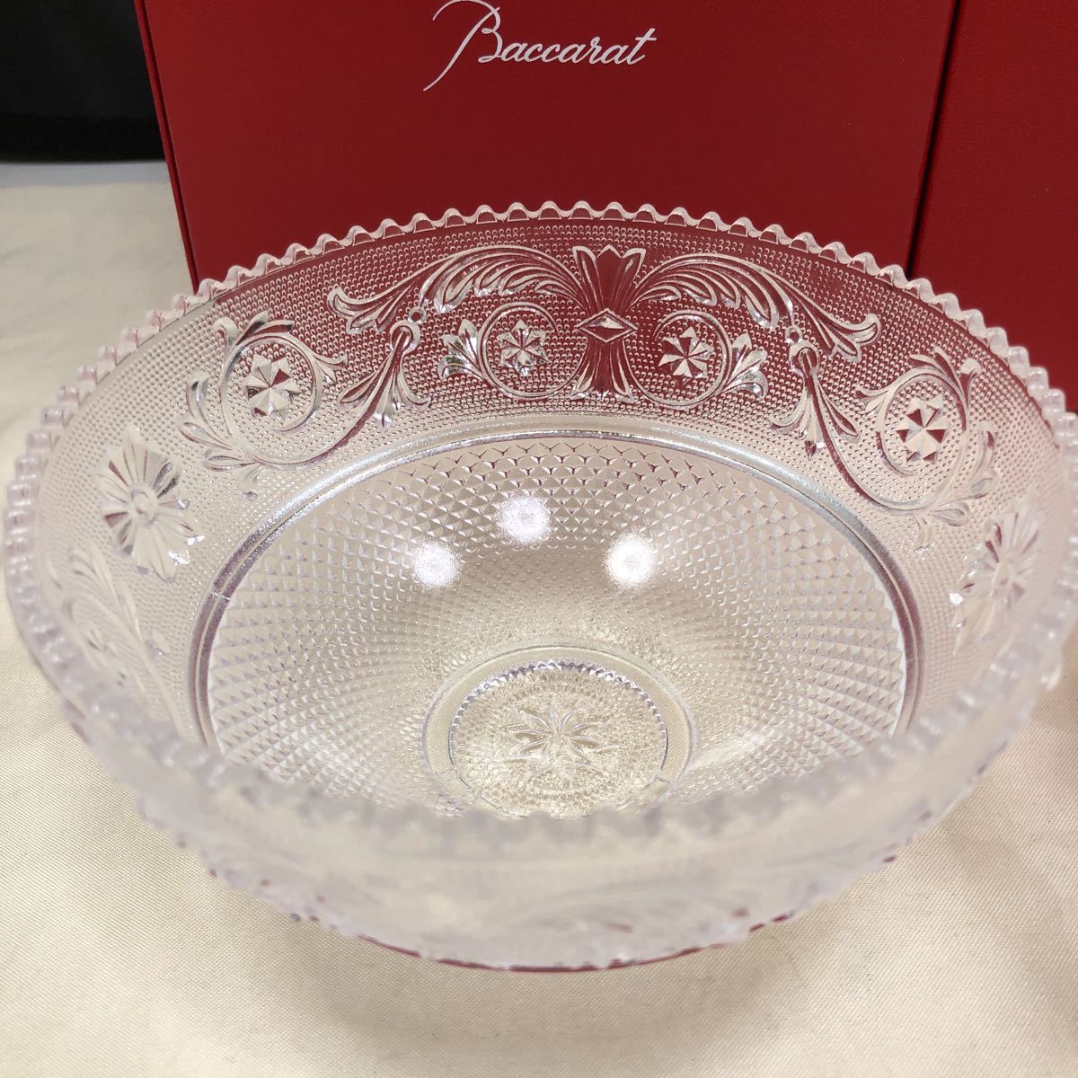 バカラ Baccarat アラベスク スモールボウル ２点 ガラス製 クリスタルガラス 食器 皿 箱付き_画像3