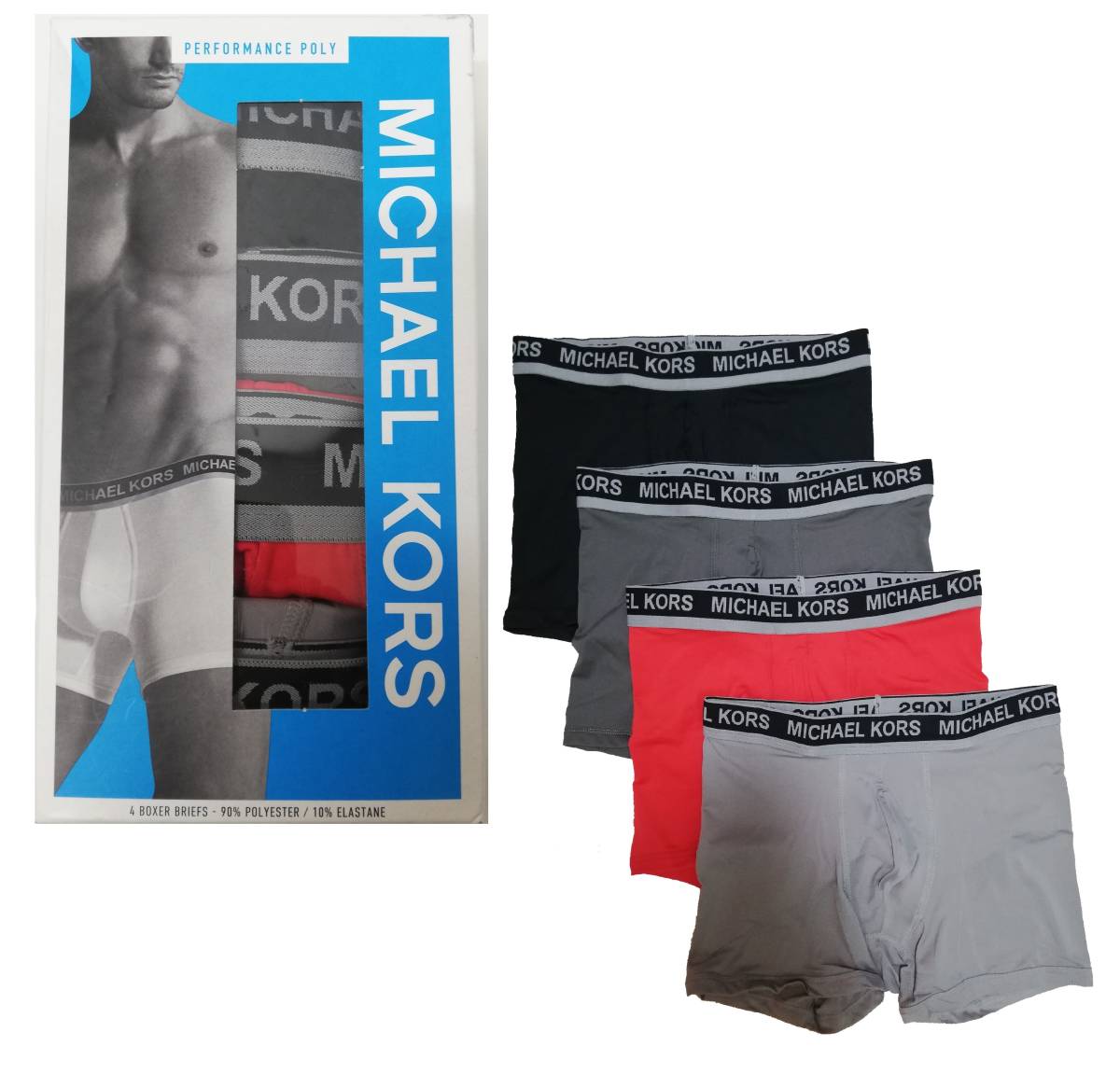  Michael Kors men's boxer shorts gray / red / dark gray / black 4 pieces set L size ash red . ash black under wear MICHAEL KORS