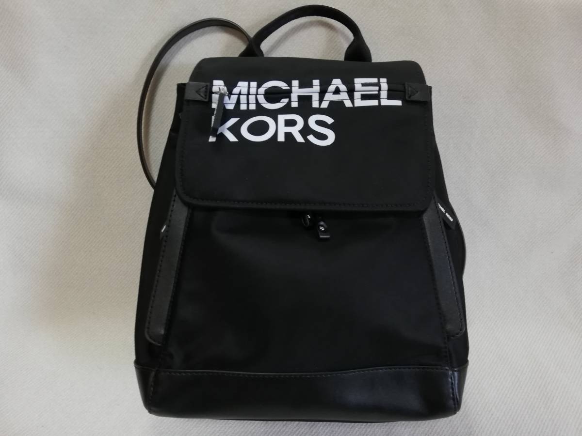 新品未使用！ マイケルコース ロゴ リュックサック ブラック/ホワイト 黒白 モノトーン バックパック MICHAEL KORS_画像1