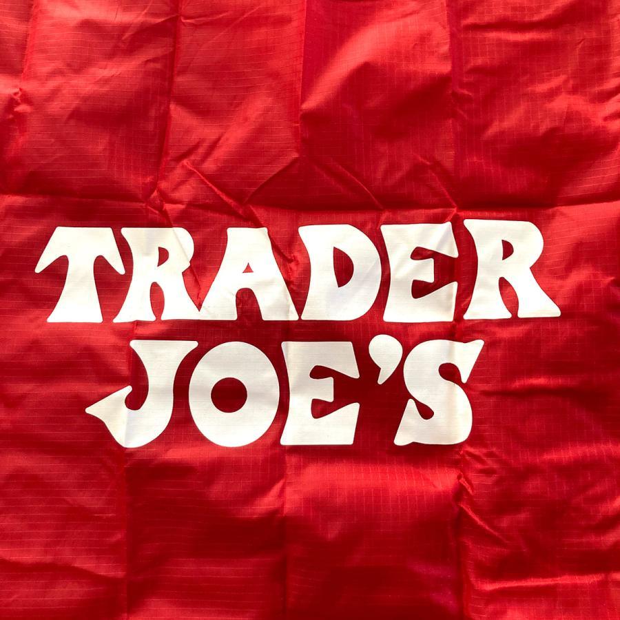トレジョ 折りたたみ エコバッグ 黒赤 ブラック トートバッグ トレーダージョーズ TRADER JOE'S USA LA 海外 オーガニックスーパー