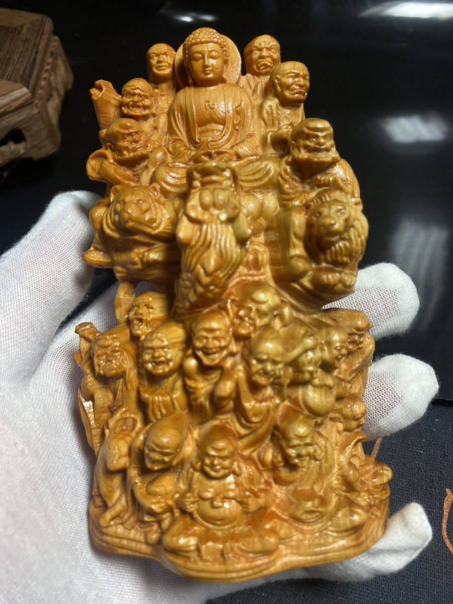 極上品 仏教工芸品 十八羅漢 木彫仏像 木彫仏教 精密彫刻 仏師で仕上げ品-