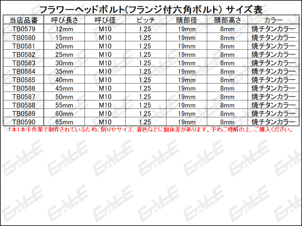 M10×12mm フラワーヘッドボルト フランジ付き六角ボルト ステンレス削り出し フレームやエンジン周りに 焼チタンカラー TB0579_出品はM10焼チタンカラーの12mmです。