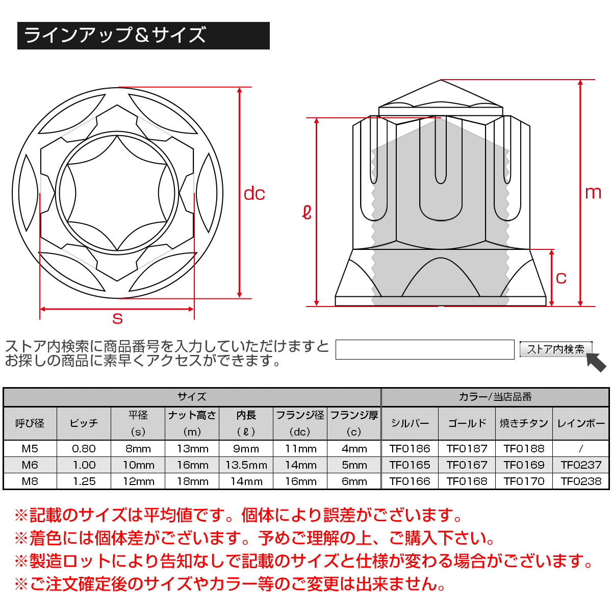 袋ナット M8 P=1.25 ドームナット 焼きチタン色 ステンレス フランジ付き 六角ナットTF0170_画像4