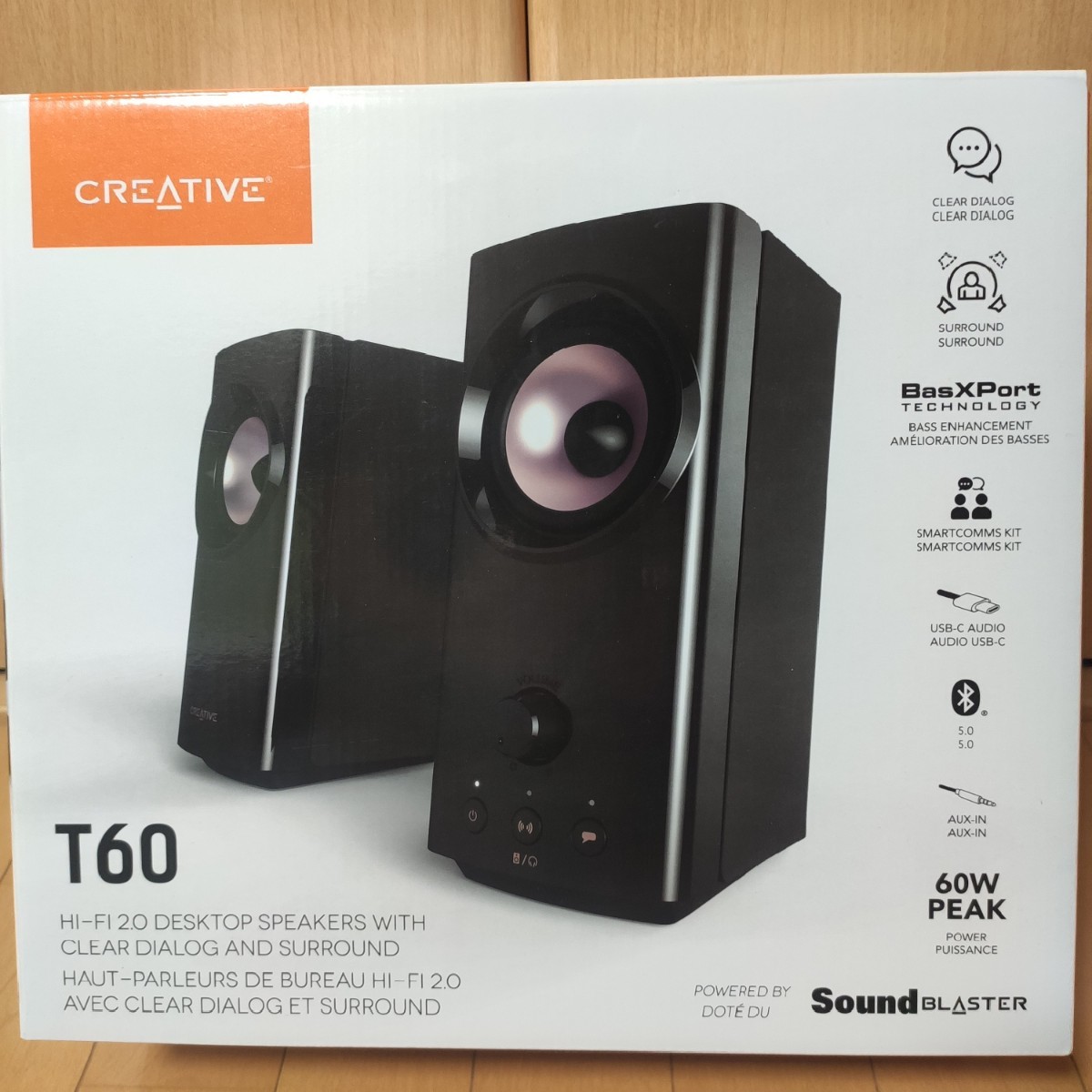 クリエイティブ Creative T60 スピーカー ワイヤレス SP-T60-BK クリエイティブ Creative T60 スピーカー ワイヤレス SP-T60-BK