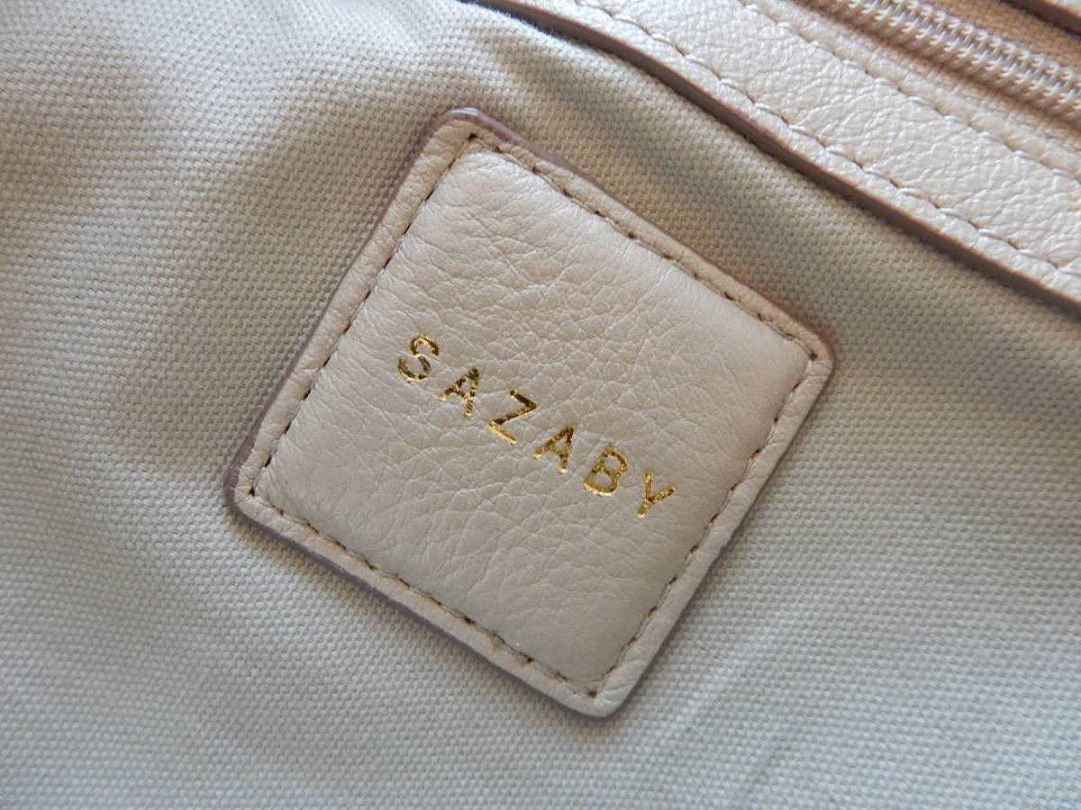  original leather * big size *SAZABY( Sazaby )* large size B4 correspondence * leather handbag Champagne ( metal fittings mat Gold )