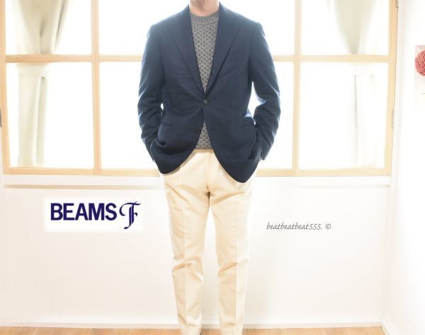 [ BEAMS f (ビームスエフ) - made in japan - ]　起毛ウールチェックテーラードジャケット size48 日本製　　　- B10 -_画像1